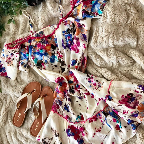 🚫SOLD🚫Umgee boho vivid floral poms dress - Picture 6 of 8